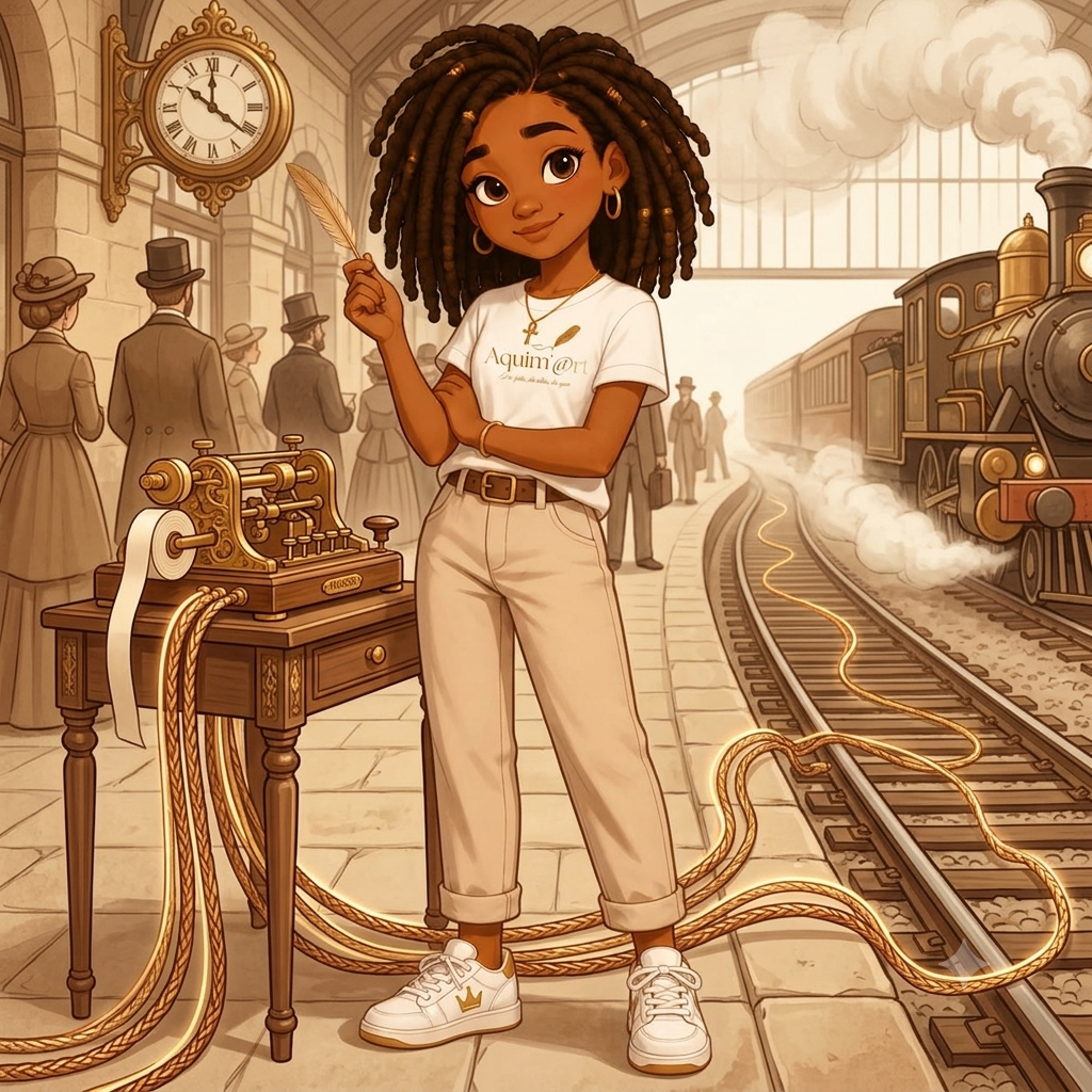 Avatar du blog en illustration cartoon, sur un quai de gare du XIXe siècle